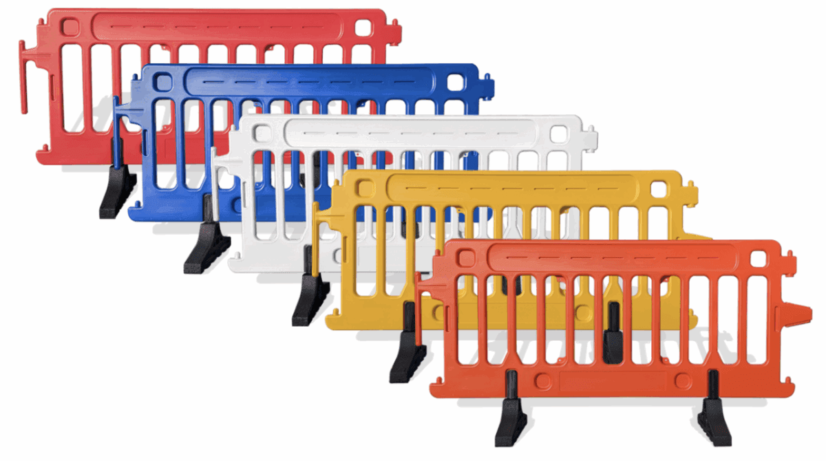 New Crowdcade™ Pedestrian Barricade Colors: Red, Blue & Yellow