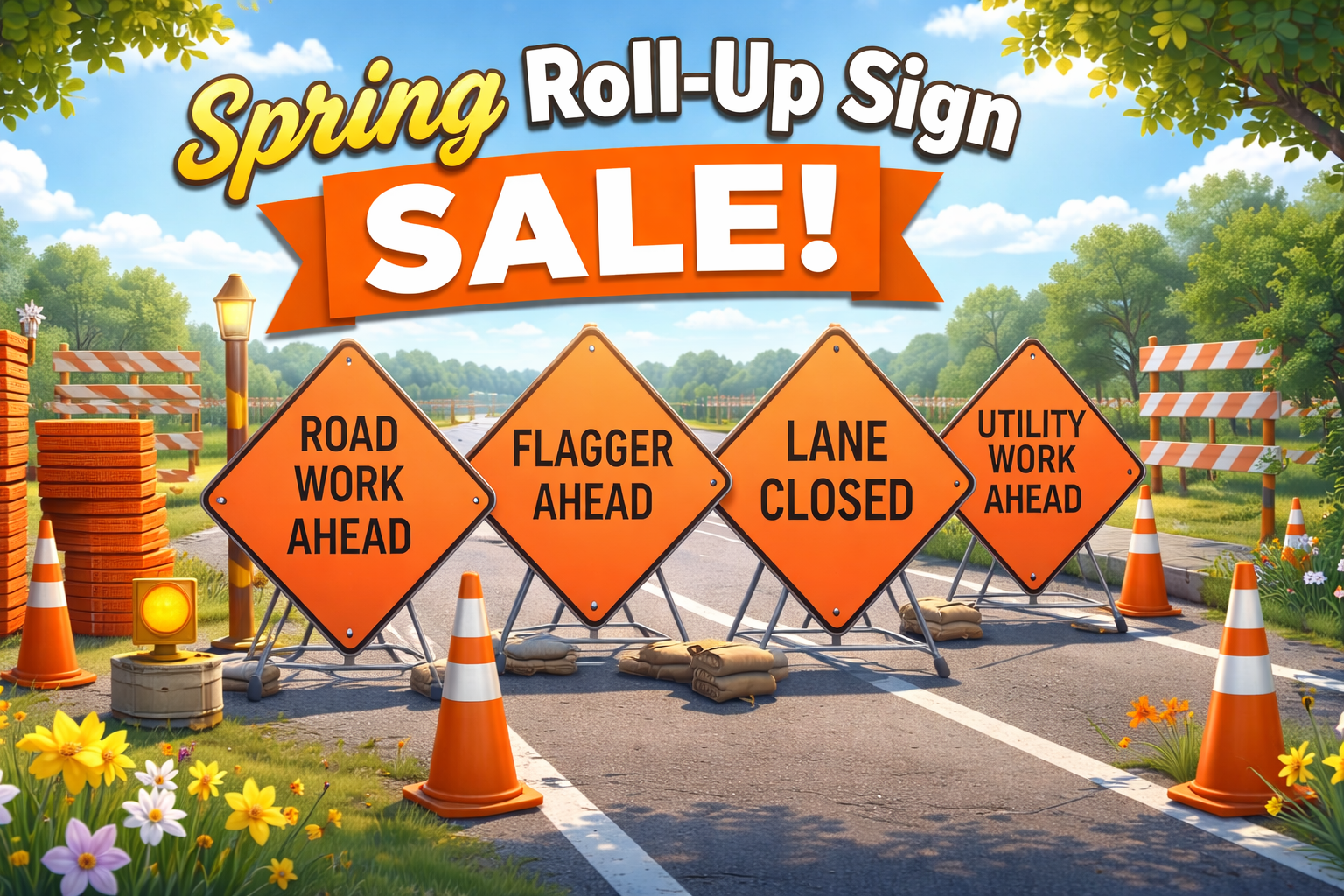 Utility Work Ahead signs