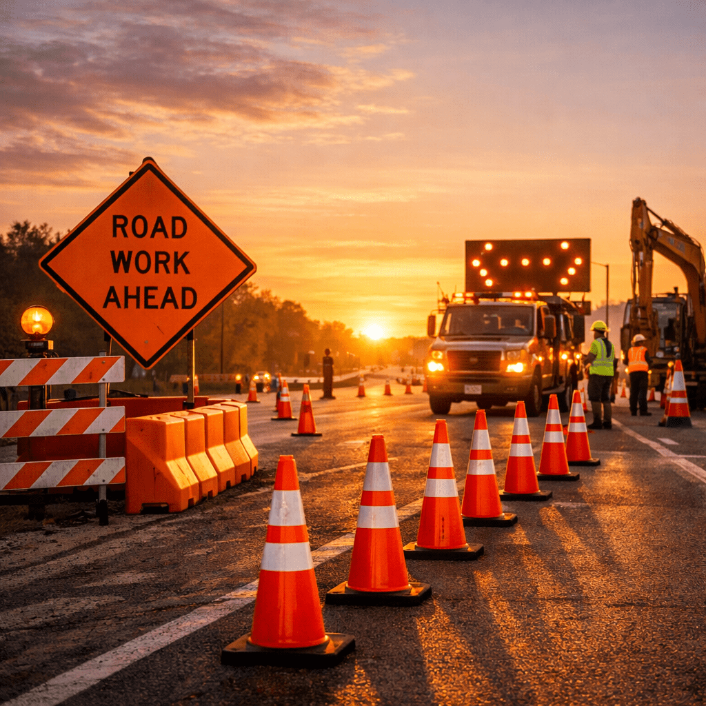 Utility Work Ahead signs